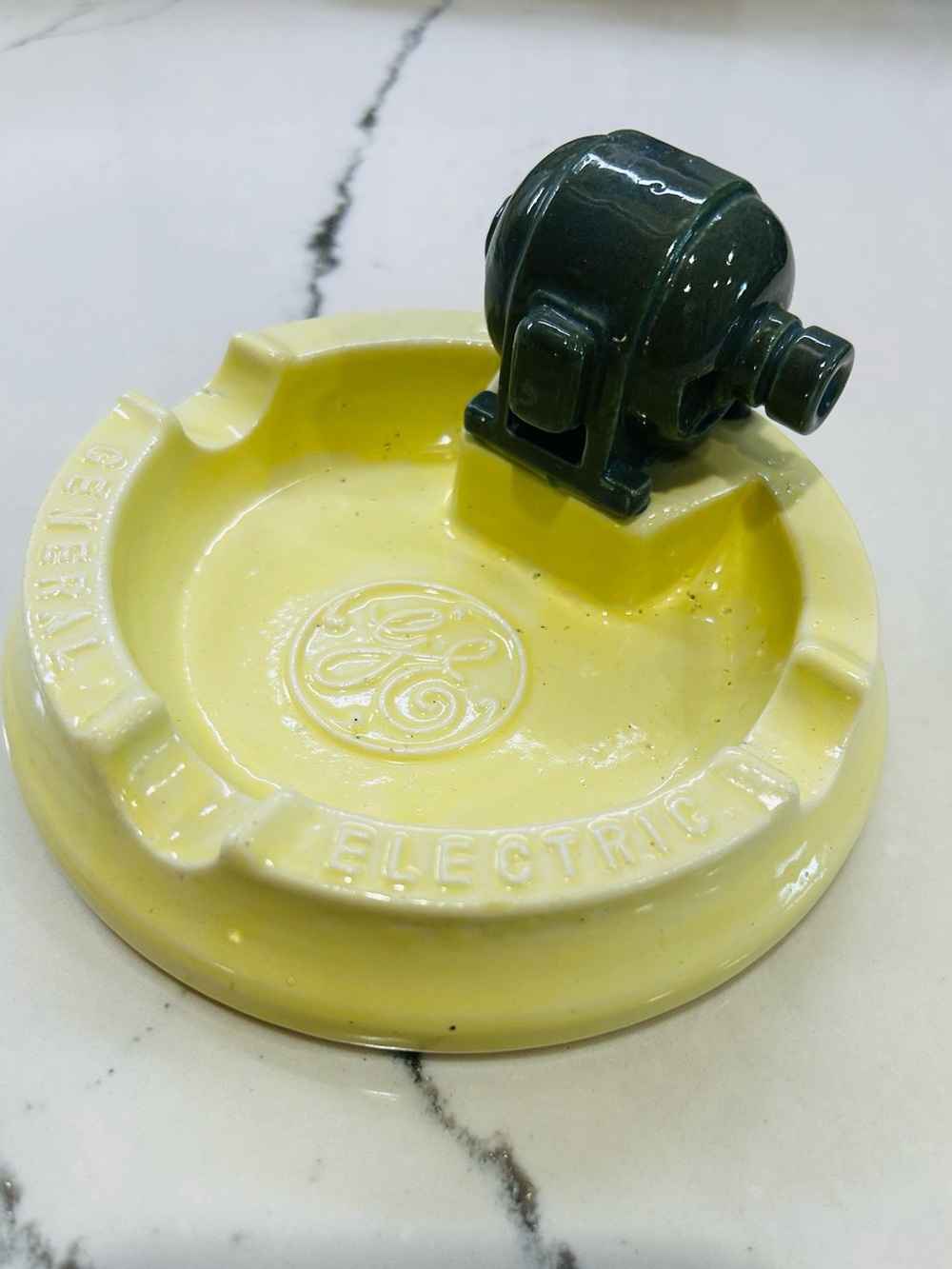 Vintage GE Yellow Ceramic Ashtray